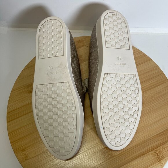 BIRDIES Women 8.5 Gold Metallic The Swift Leather Slip On Sneaker Loafers - Picture 8 of 9